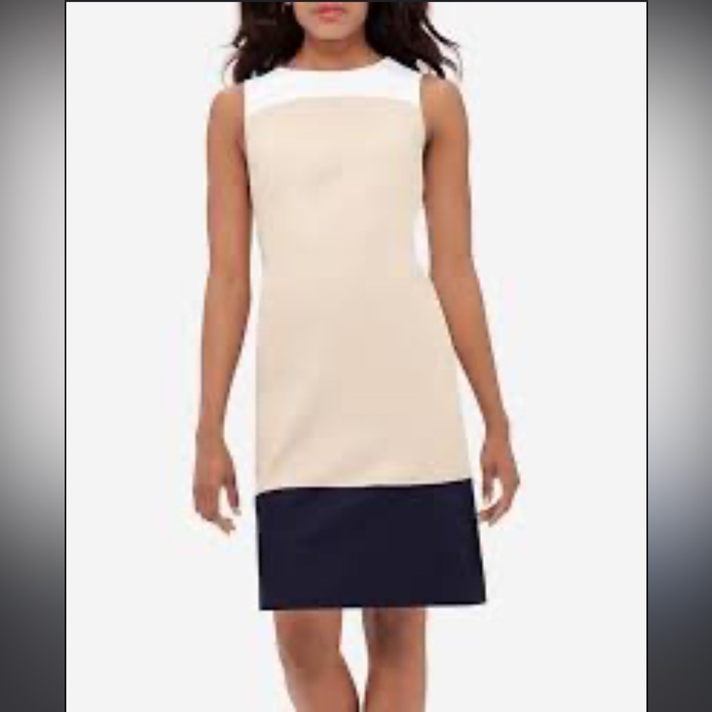 The Limited Colorblock Dress White/Tan/Navy